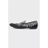 Men's loafers with gray embroidery