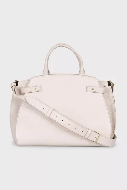 White leather tote bag