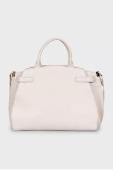 White leather tote bag