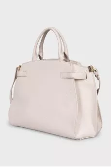 White leather tote bag