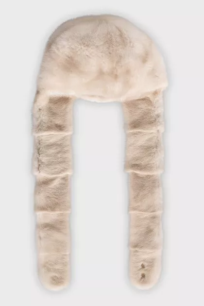 Mink hat with ties