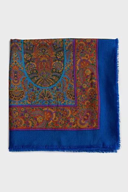Wool and silk scarf with print
