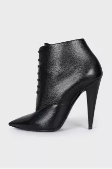 Black leather stiletto ankle boots