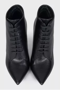 Black leather stiletto ankle boots