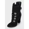 Suede ankle boots with silver decor