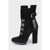 Suede ankle boots with silver decor
