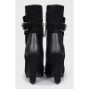 Suede ankle boots with silver decor