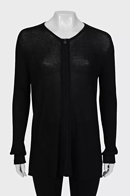 Wool and cashmere zip-up cardigan