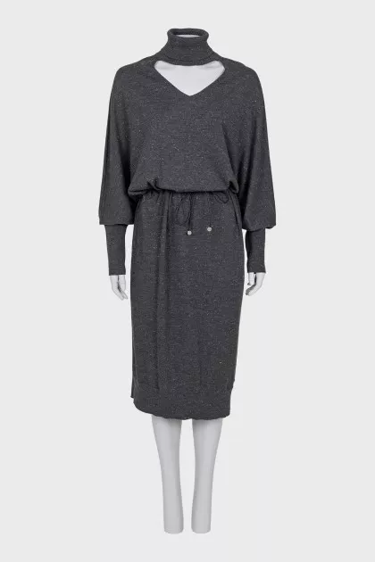 High-neck wool dress
