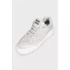Leather sneakers with a distressed effect