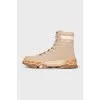 Suede boots with a textured sole