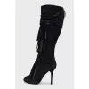 Suede open-toe boots