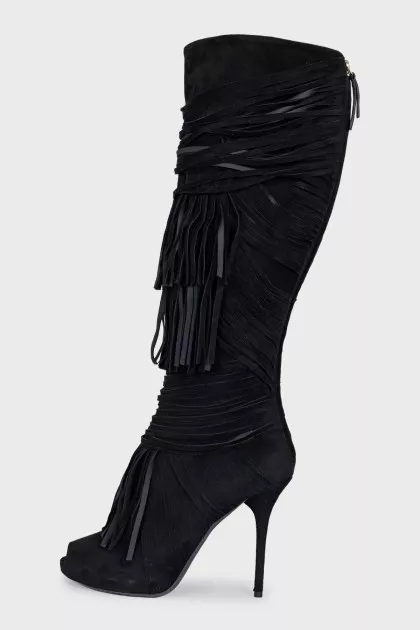 Suede open-toe boots