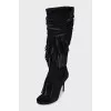 Suede open-toe boots