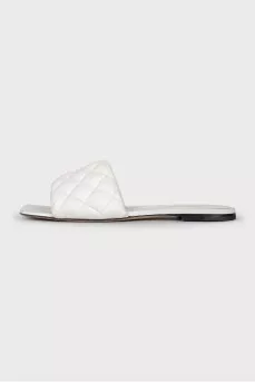White leather flip-flops