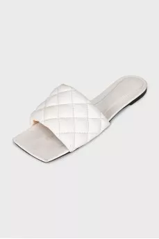White leather flip-flops