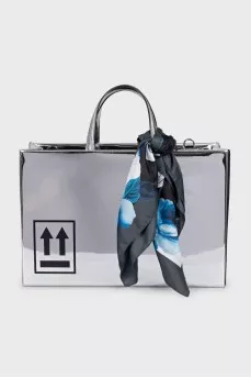 Silver bag with signature print