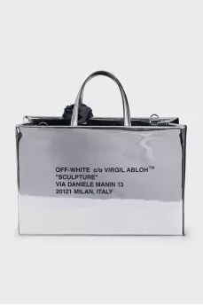 Silver bag with signature print
