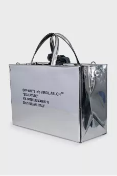 Silver bag with signature print