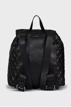 Leather backpack with gold logo