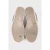 Beige leather sneakers with logo