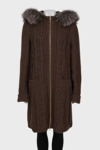 Cashmere hooded cardigan