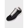 Black textile lace-up sneakers