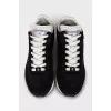 Black textile lace-up sneakers