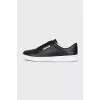 Black leather lace-up sneakers