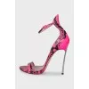 Black and pink animal print sandals