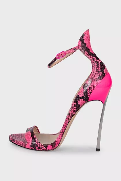 Black and pink animal print sandals