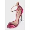 Black and pink animal print sandals