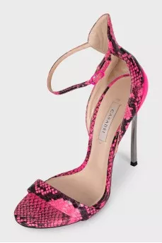 Black and pink animal print sandals