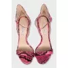 Black and pink animal print sandals