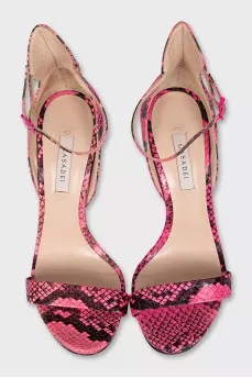 Black and pink animal print sandals
