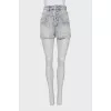 High-waisted button-down shorts