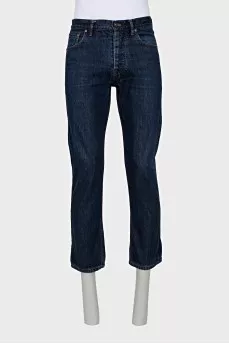 Men's dark blue jeans with pockets