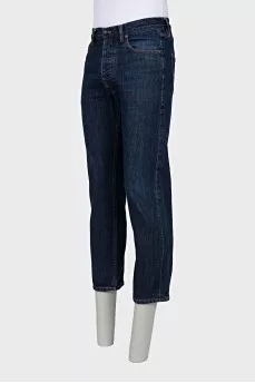 Men's dark blue jeans with pockets