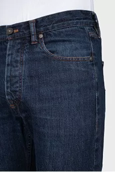 Men's dark blue jeans with pockets