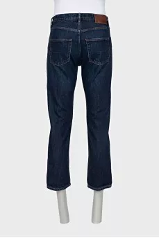 Men's dark blue jeans with pockets