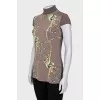 Fitted T-shirt with a high collar