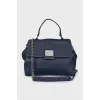 Leather satchel bag on a chain