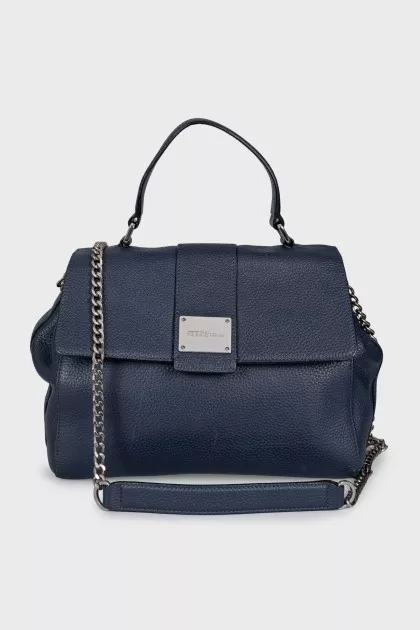 Leather satchel bag on a chain