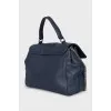 Leather satchel bag on a chain