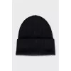 Men's black hat with a red logo