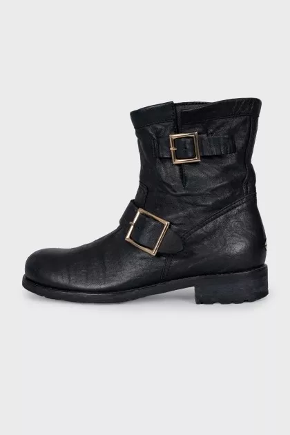 Boots with leather straps