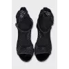 Fishnet sandals with rhinestones