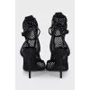 Fishnet sandals with rhinestones