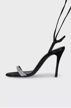 Lace-up sandals decorated with rhinestones