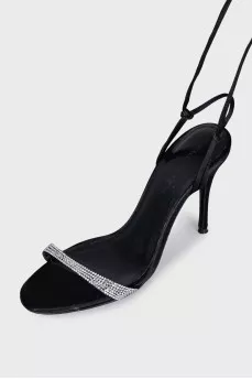 Lace-up sandals decorated with rhinestones